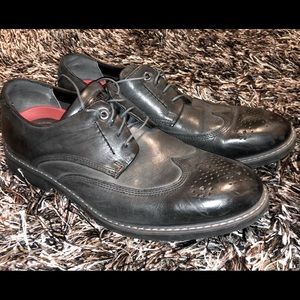 Rockport Men's Gray Dress Leather wingtips lace up Oxford Shoes Size 9D.
